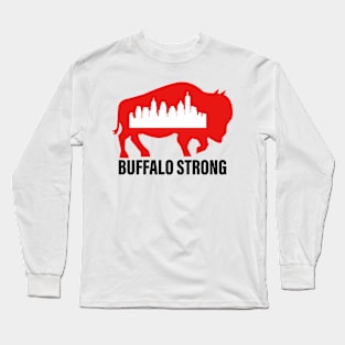 Buffalo Strong Pray For Buffalo New York Skyline Buffalo Graphic Long Sleeve T-Shirt